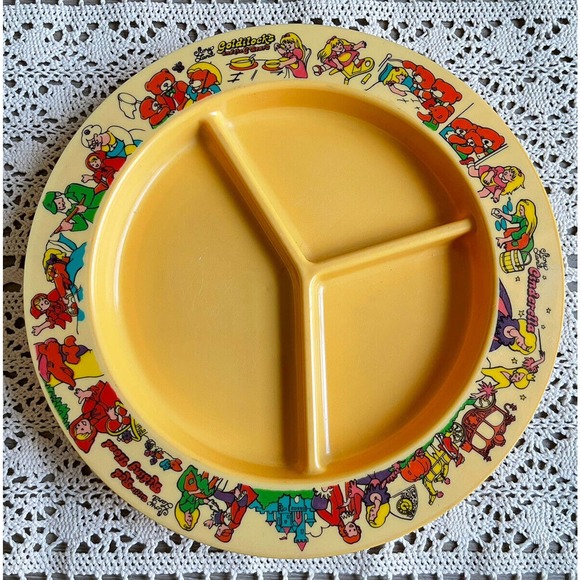 Vintage Deka Story Land Cinderella Goldilocks Riding Hood Plastic Divided Plates - Picture 3 of 5
